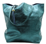 The 'Bessie' Italian Leather Shopper in luxurious Tantric Teal & Fushia