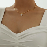 Luna 18K Gold Beads Baroque Pearl Necklace