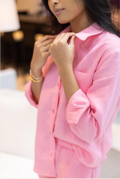 Classic Linen Shirt in French Pink