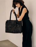 Midnight Raffia Tote