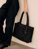 Midnight Raffia Tote