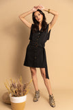 PHOEBE SHORT BELTED DRESS IN BLACK