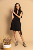 PHOEBE SHORT BELTED DRESS IN BLACK