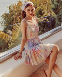 MARTA SHORT DRESS EYELET TIE AND DYE