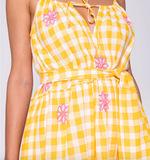 MAUREEN LONG DRESS GINGHAM YELLOW / PINK SUN CUT