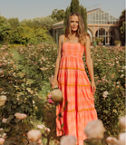 VANINA LONG DRESS BIG GINGHAM NEON CORAL