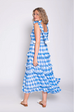 BERENICE LONG DRESS GINGHAM BLUE