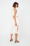 The Liz Rouched Midi Tank Dress - Cream